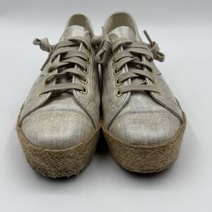 HTF Rare Superga Rope Platform Espadrille Champagne Metallic Linen Sz‎ 8